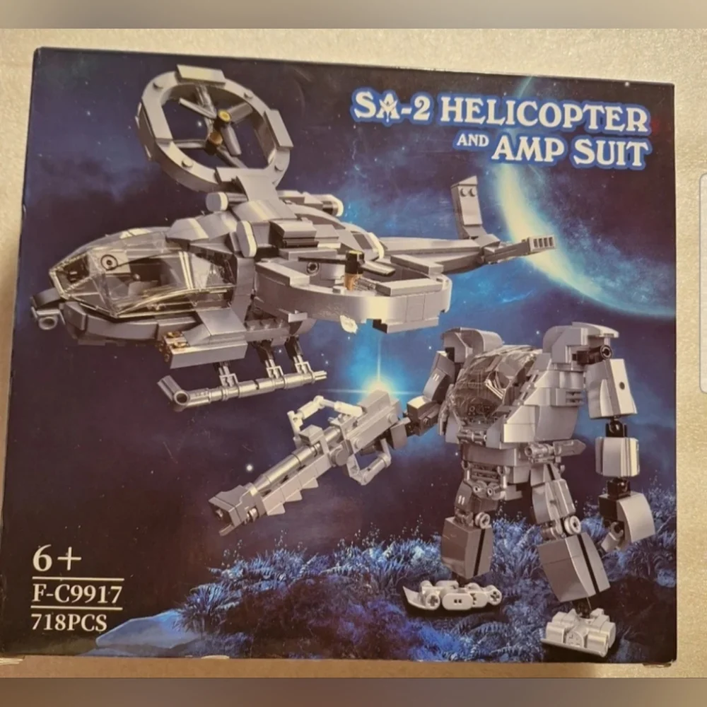 AMP Suit & Helicopter Building Block Movie Series Robot And Plane Model Toy 6+